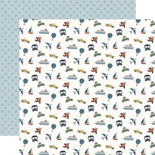 Echo Park It's Time To Travel: Travel Transportation 12x12 Patterned Paper