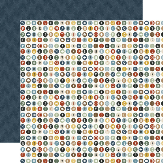 Echo Park It's Time To Travel: Let's Go Letters 12x12 Patterned Paper