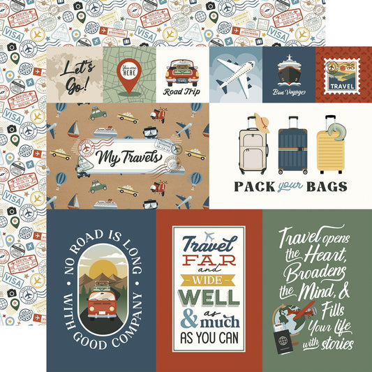 Echo Park It's Time To Travel: Explore Journaling Cards 12x12 Patterned Paper