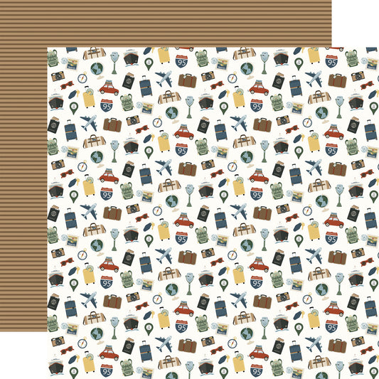 Echo Park It's Time To Travel: Essentials For The Trip 12x12 Patterned Paper