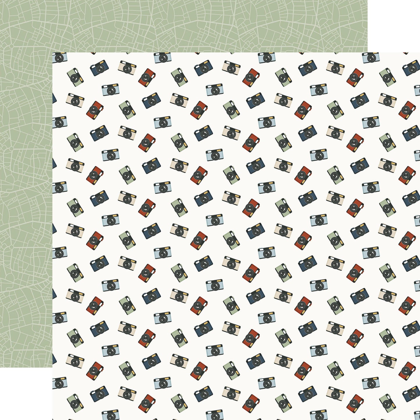 Echo Park It's Time To Travel: Adventure Cameras 12x12 Patterned Paper