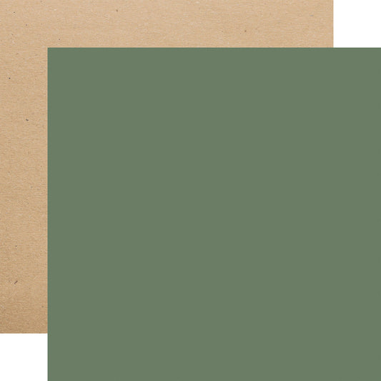 Echo Park It's Time To Travel: Dk. Green / Kraft 12x12 Coordinating Solid Paper