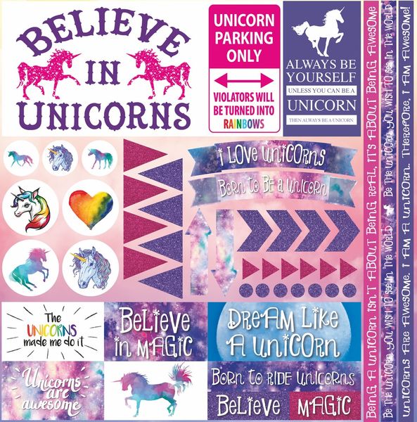 Reminisce Unicorn Magic 12x12 Elements Stickers