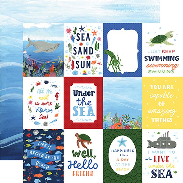Echo Park Under Sea Adventures: 3x4 Journaling Cards (1 Sheet)