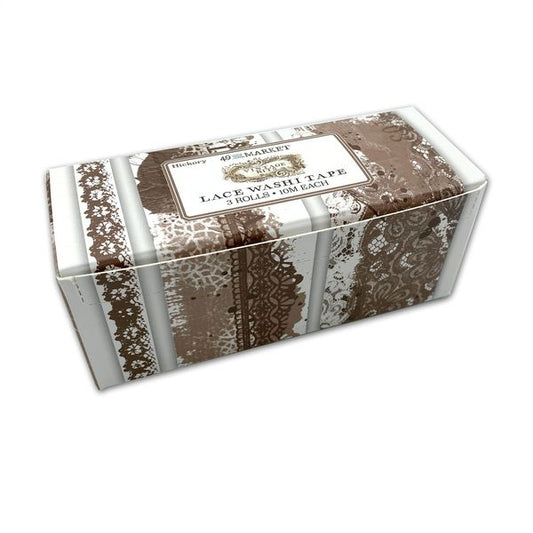 49 And Market Vintage Hickory Bits Lace Washi Tape, set 3/pkg