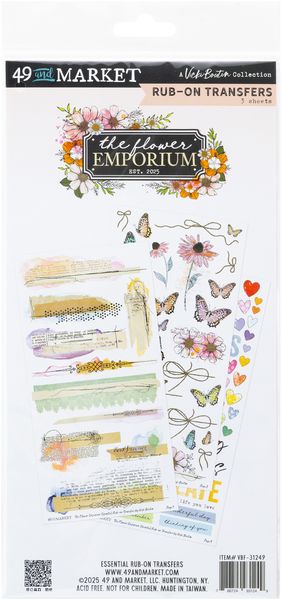 49 And Market The Flower Emporium Rub-On Transfer Set-Essentials