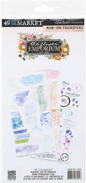 49 And Market The Flower Emporium Blendable Rub-On Transfer Set