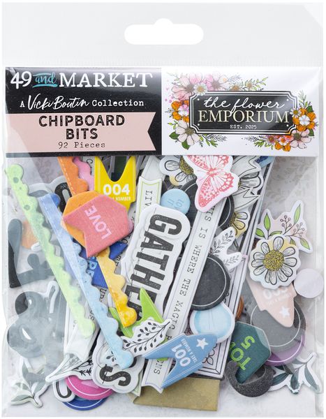 49 And Market The Flower Emporium Chipboard Bits 92/Pkg