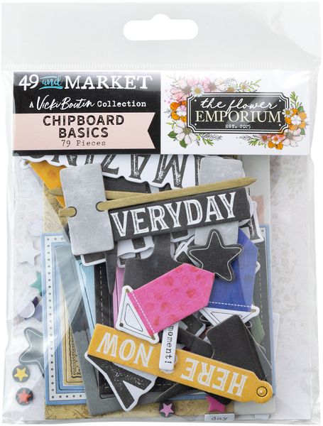 49 And Market The Flower Emporium Chipboard Basics, 79/Pkg