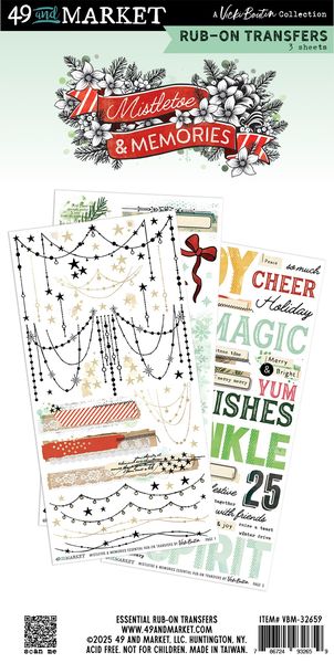 49 And Market Rub-On Transfer Set-Essential, Mistletoe And Memories