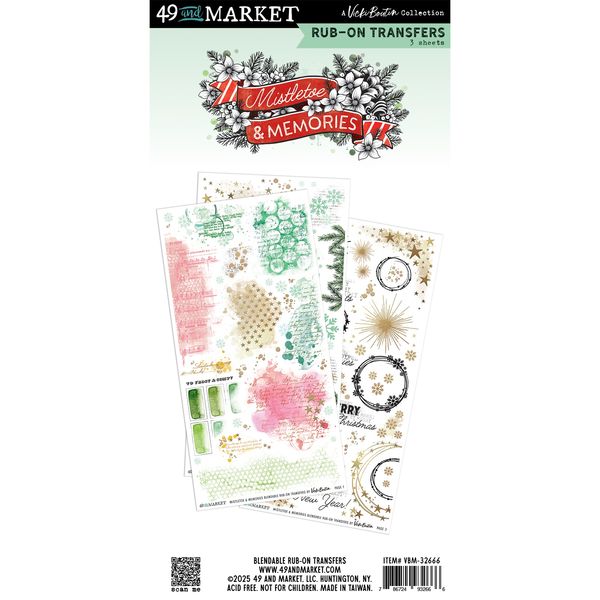 49 And Market Rub-On Transfer Set-Blendable, Mistletoe And Memories