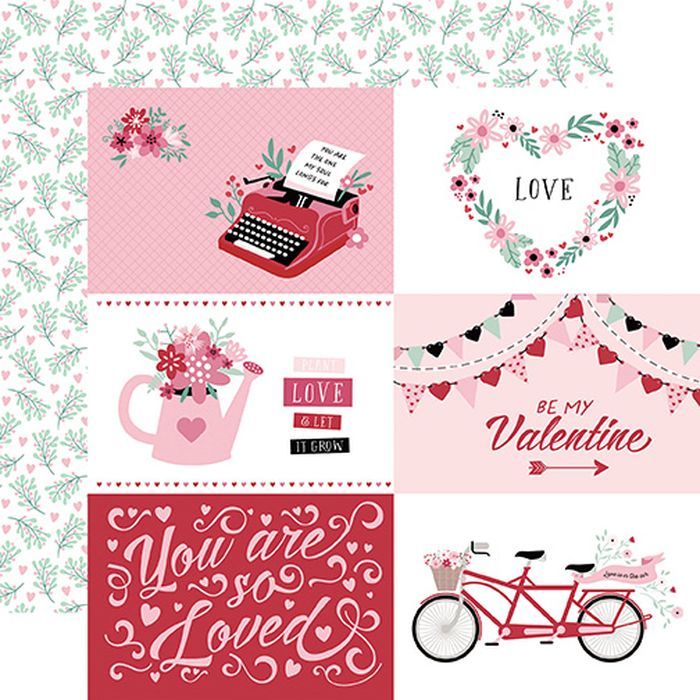 Echo Park Valentine's Day: 6x4 Journaling Cards 12x12 DS Patterned Paper (1 Sheet)