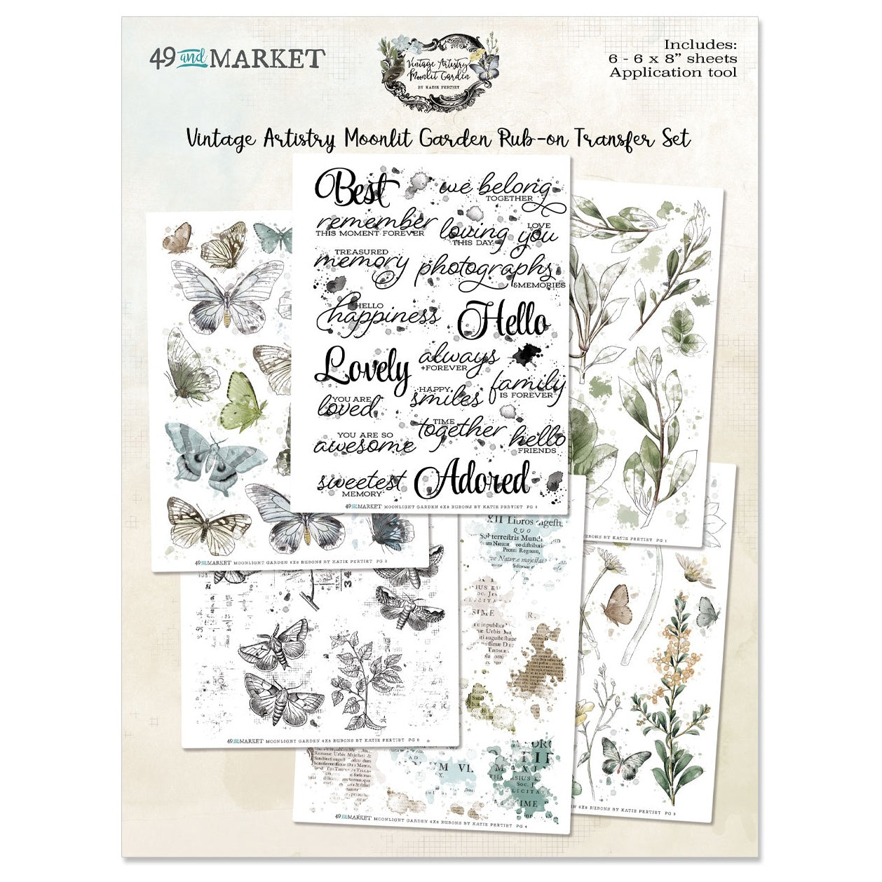 DISC - 49 And Market Rub-Ons 6"X8" 6/Sheets-Vintage Artistry Moonlit Garden