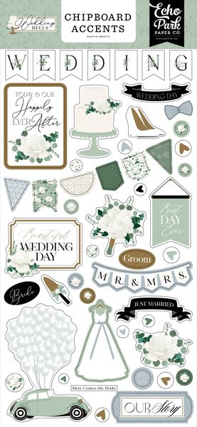 Echo Park Wedding Bells 6x13Â ChipboardÂ Accents