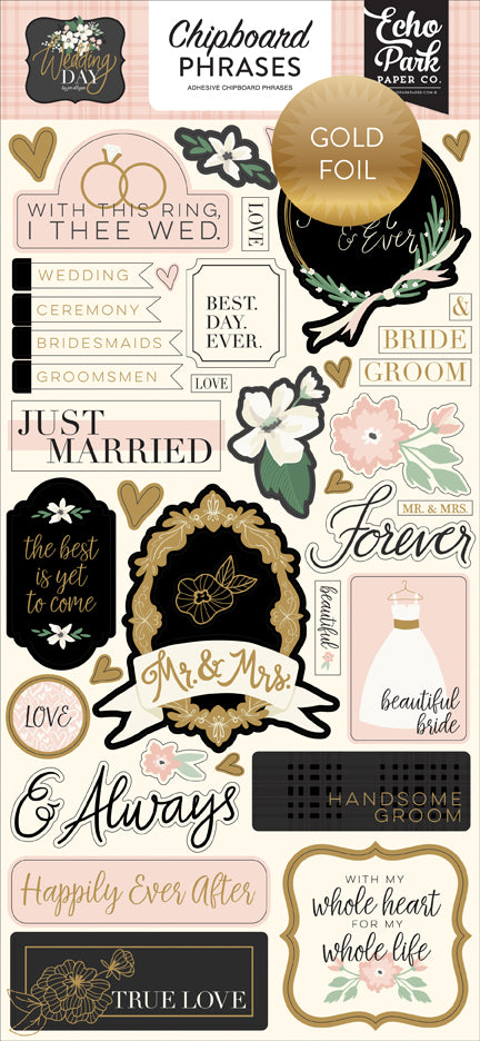 Echo Park Paper Company Wedding Day 6x13 Chipboard Phra