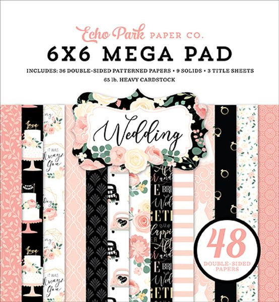 Echo Park Wedding 6"X6" Double-Sided Mega Paper Pad, 48/Pkg