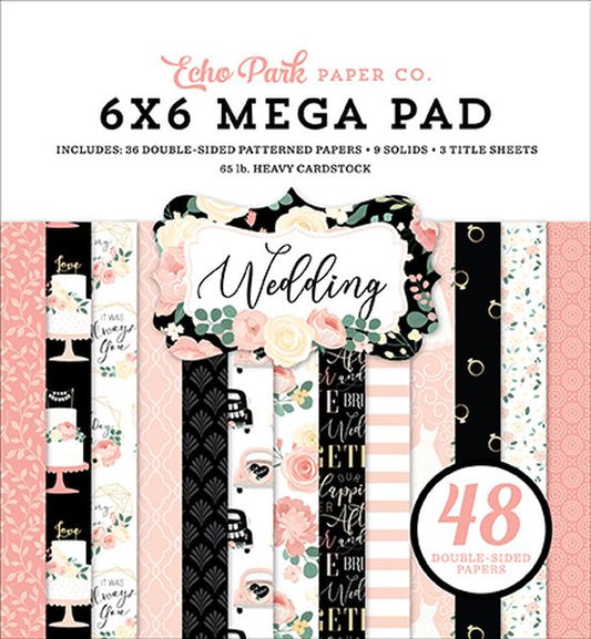 Echo Park Wedding 6"X6" Double-Sided Mega Paper Pad, 48/Pkg