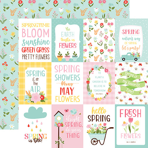 Echo Park Welcome Spring- 3X4 Journaling Cards - 12 x12 Paper