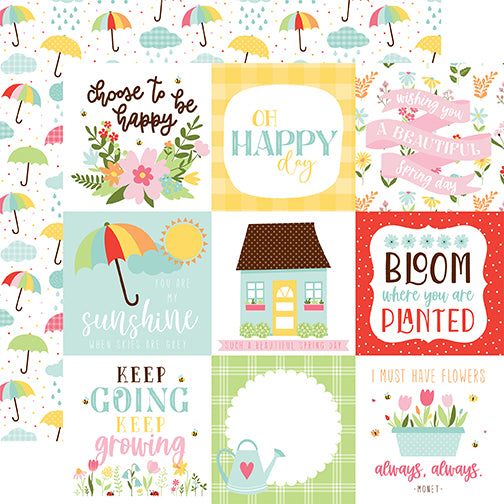 Echo Park Welcome Spring 4x4 Journaling Cards  DS Paper (1 Sheet)