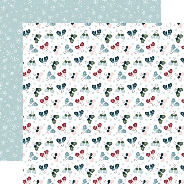 Echo Park Winter Fun: Snow Fun Mittens DS Paper (1 Sheet)
