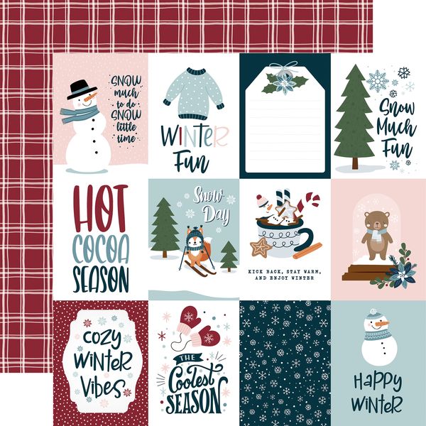 Echo Park Winter Fun: 3x4 Journaling Cards (1 Sheet)