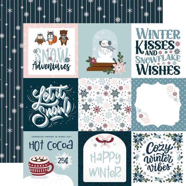 Echo Park Winter Fun: 4x4 Journaling Cards (1 Sheet)