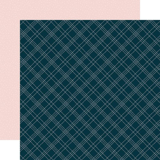 Echo Park Winter Fun: Stitched Diagonal Plaid DS Paper (1 Sheet)