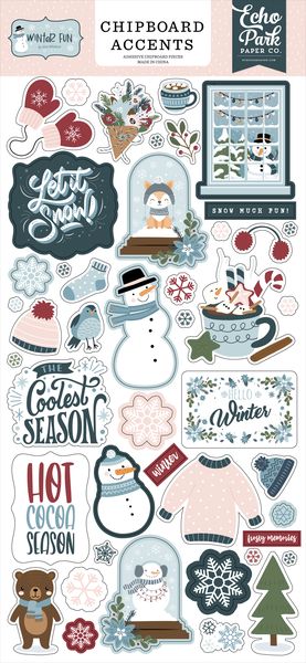 Echo Park Winter Fun 6x13 Chipboard Accents