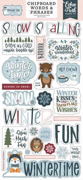 Echo Park Winter Fun 6x13 Chipboard Word & Phrases