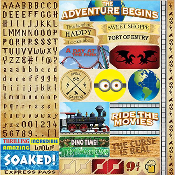 Reminisce Worlds of Adventure 12x12 Alpha Variety Stickers