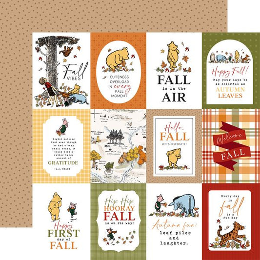 Echo Park Winnie The Pooh Autumn 3x4 Journaling Cards 12x12 DS DS Patterned Paper (1 Sheet)