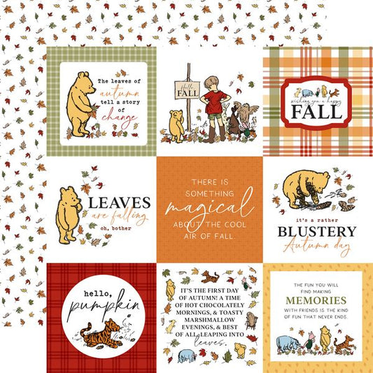 Echo Park Winnie The Pooh Autumn 4x4 Journaling Cards 12x12 DS DS Patterned Paper (1 Sheet)