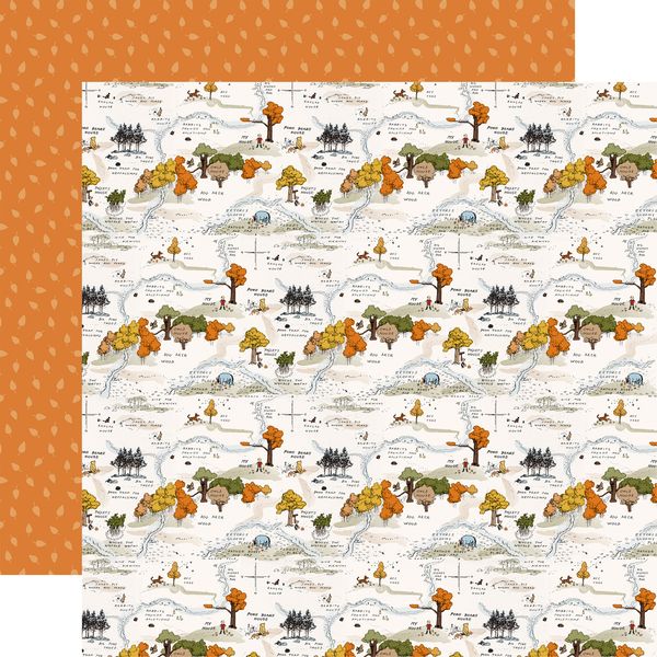 Echo Park Winnie The Pooh Autumn Fall Days Map 12x12 DS DS Patterned Paper (1 Sheet)