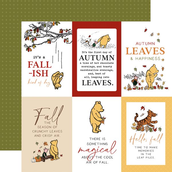 Echo Park Winnie The Pooh Autumn 4x6 Journaling Cards 12x12 DS DS Patterned Paper (1 Sheet)