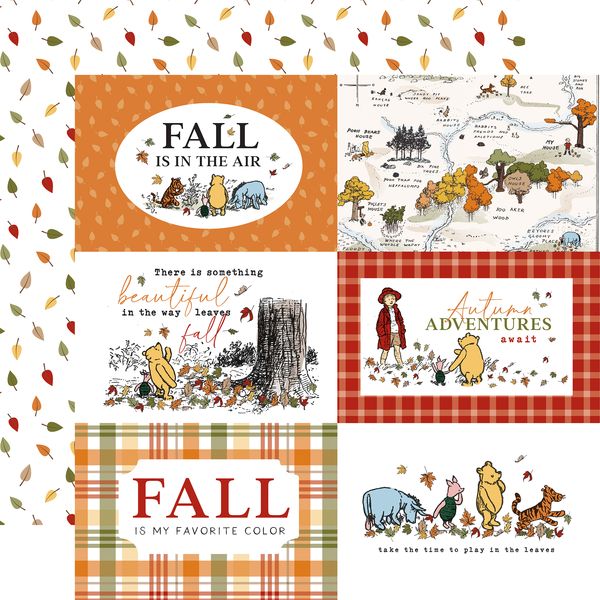 Echo Park Winnie The Pooh Autumn 6x4 Journaling Cards 12x12 DS DS Patterned Paper (1 Sheet)