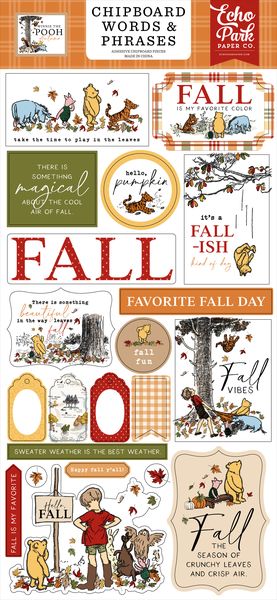 Echo Park Winnie The Pooh Autumn 6x13 Chipboard Word & Phrases
