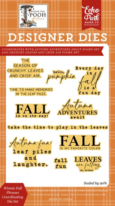 Echo Park Winnie Fall Phrases Coordinating Die Set