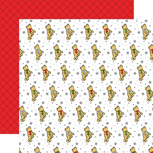 Winnie The Pooh Christmas Double-Sided Cardstock 12"X12"-Bundled Up Winnie