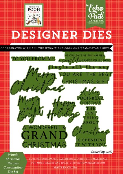 Echo Park Winnie the Pooh Christmas Phrases Coordinating Die Set