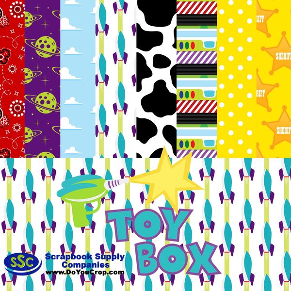 Ssc Designs MNineDesign's Toy Box 12 x 12 Scrapbook Paper Pack Kit