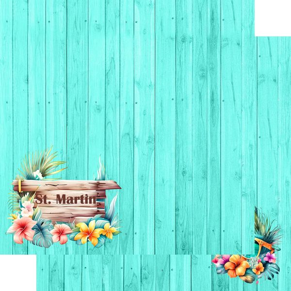 Ssc Designs Island Life Collection St. Martin 12 x 12 Double-Sided Scrapbook Paper