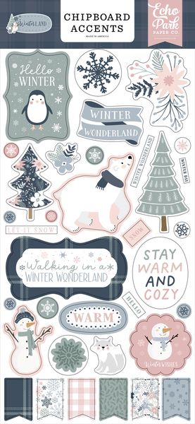 Echo Park Winterland 6x13Â ChipboardÂ Accents
