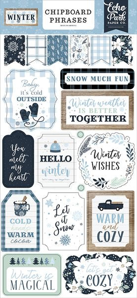 Echo Park Paper Company Winter Chipboard Phrases