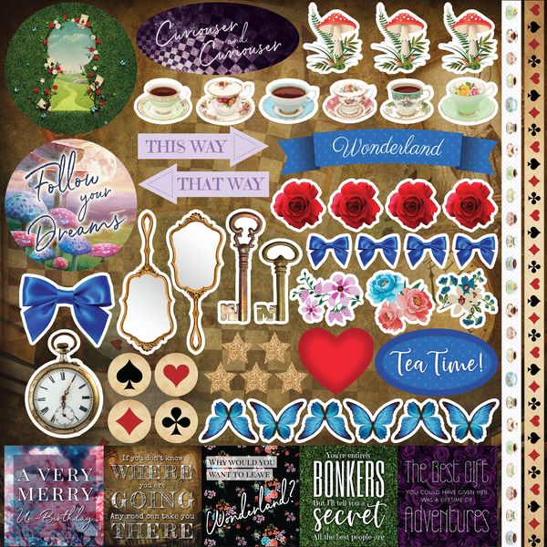 Reminisce Welcome to Wonderland 12x12 Stickers