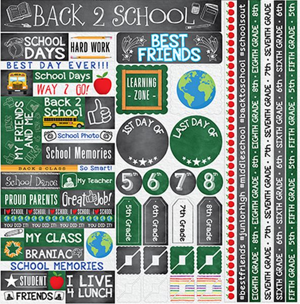 Reminisce You've Been Schooled: Fifth-Eighth Grade 12x12 Stickers