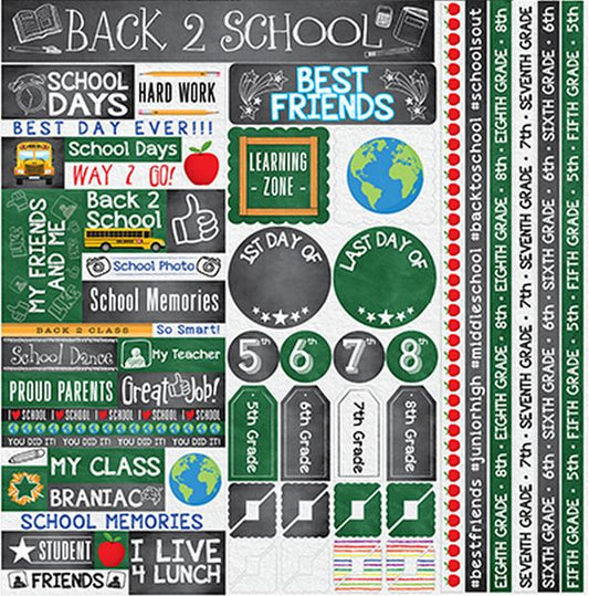 Reminisce You've Been Schooled: Fifth-Eighth Grade 12x12 Stickers