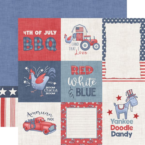 Echo Park Yankee Doodle USA Journaling Cards DS Paper (1 Sheet)