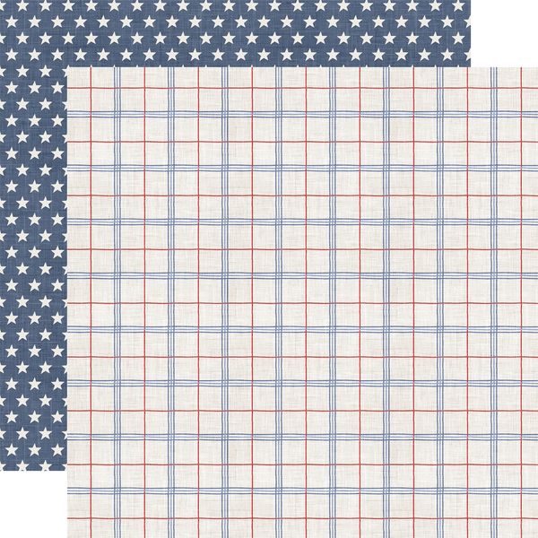 Echo Park Yankee Doodle Patriotic Plaid DS Paper (1 Sheet)