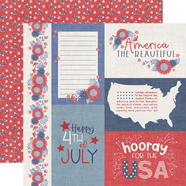 Echo Park Yankee Doodle Brave Journaling Cards DS Paper (1 Sheet)