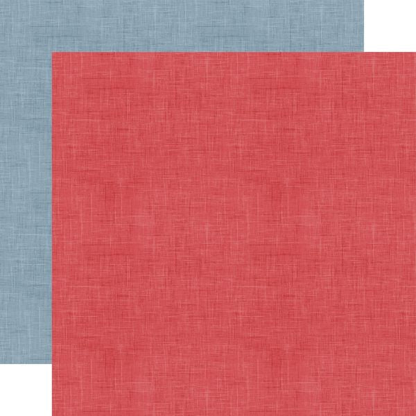 Echo Park Yankee Doodle Red / Denim 12x12 Coordinating Solid DS Paper (1 Sheet)